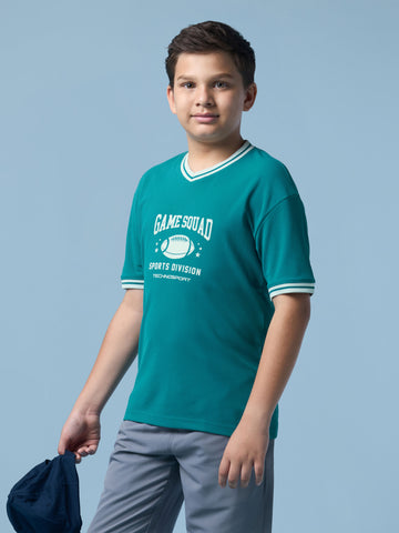 Boys V Neck Dropshoulder T-Shirt  with MATPIQ