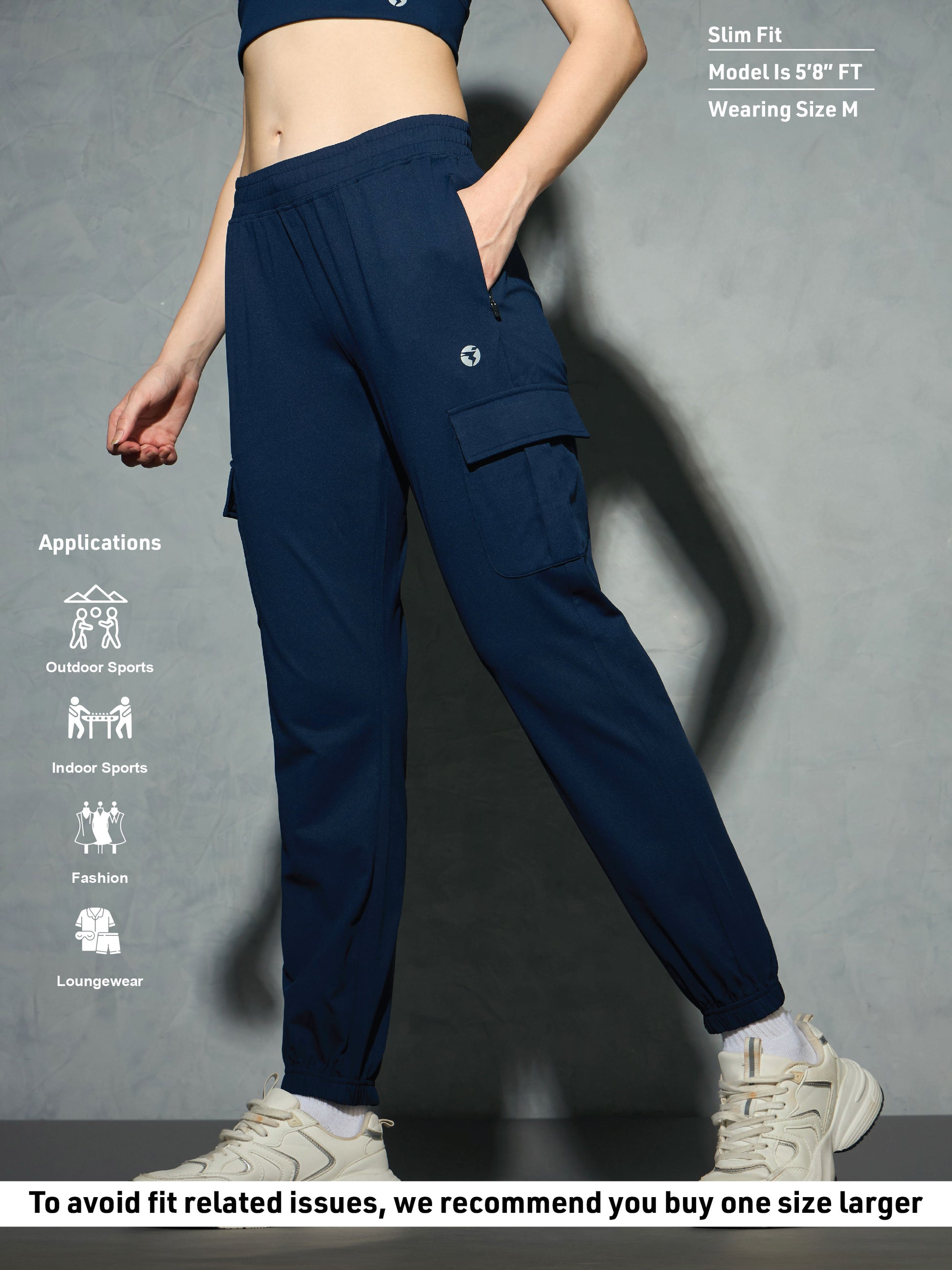 Women Solid Slim Fit Cargo Trackpants with TECHNO GUARD