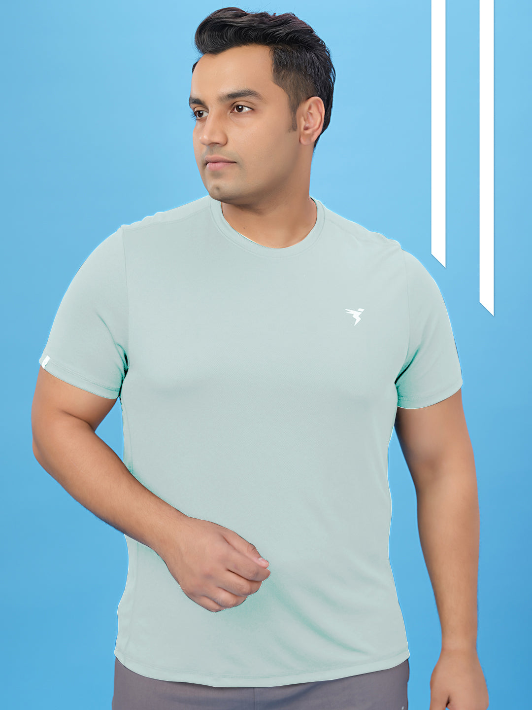 Men Plus Size Solid Active T-shirt with TECHNO COOL+