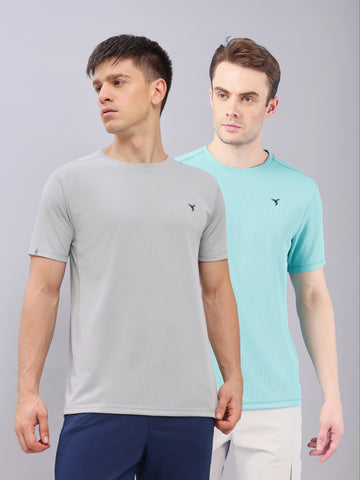 Men Solid Slim Fit Crew Neck T-shirt with TECHNO COOL+ (Pack of 2)