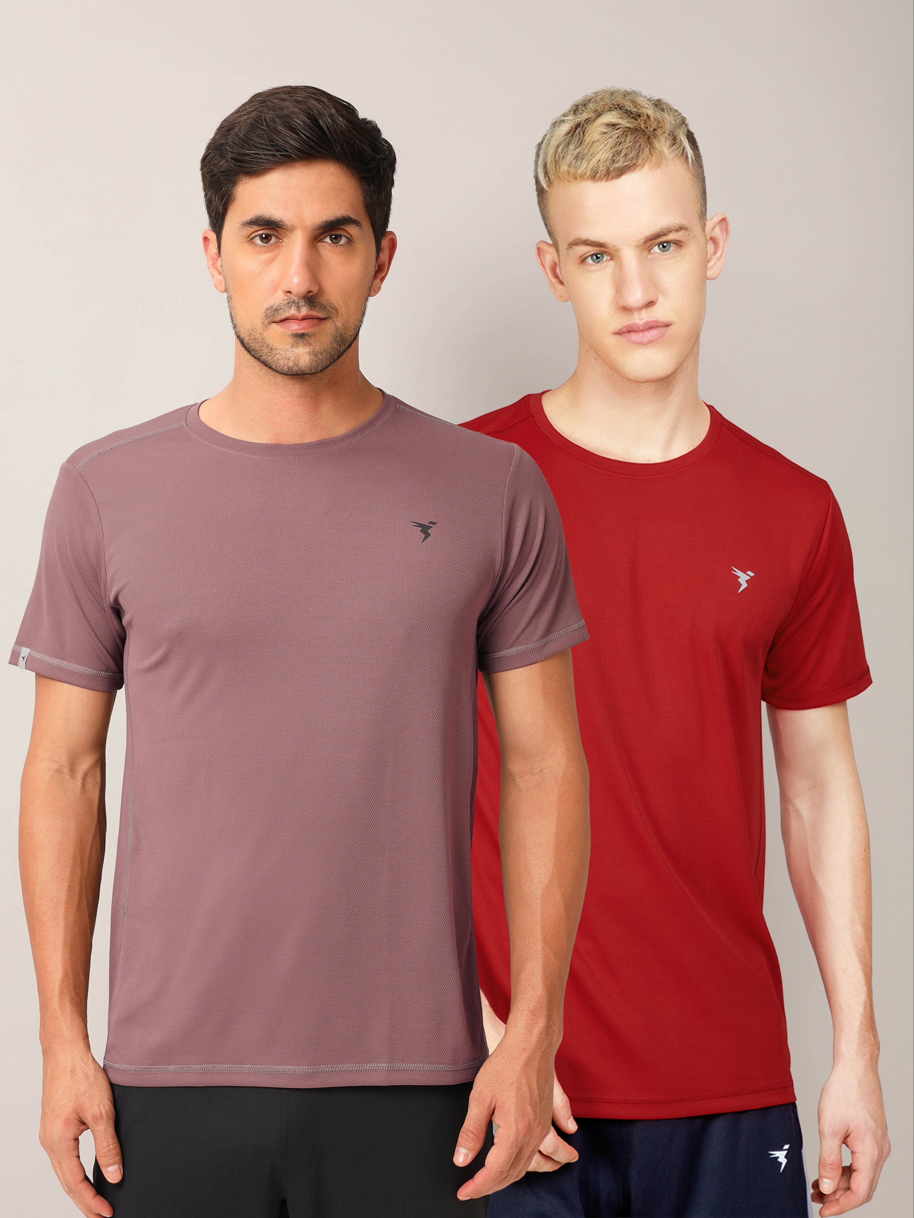 Men Solid Slim Fit Crew Neck T-shirt with TECHNO COOL+ (Pack of 2)