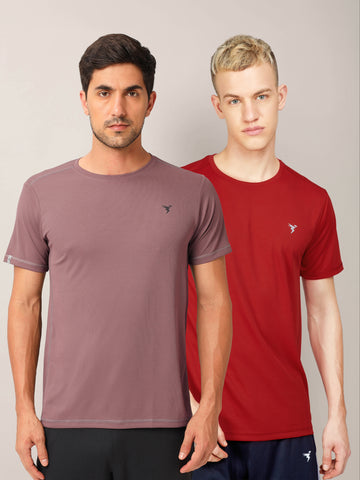 Men Solid Slim Fit Crew Neck T-shirt with TECHNO COOL+ (Pack of 2)
