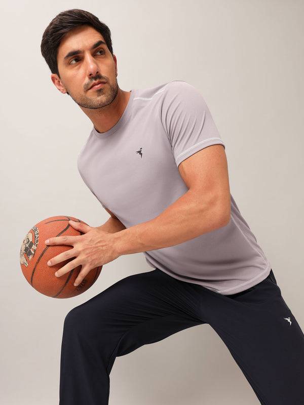 Men Solid Slim Fit Crew Neck T-shirt with TECHNO COOL+