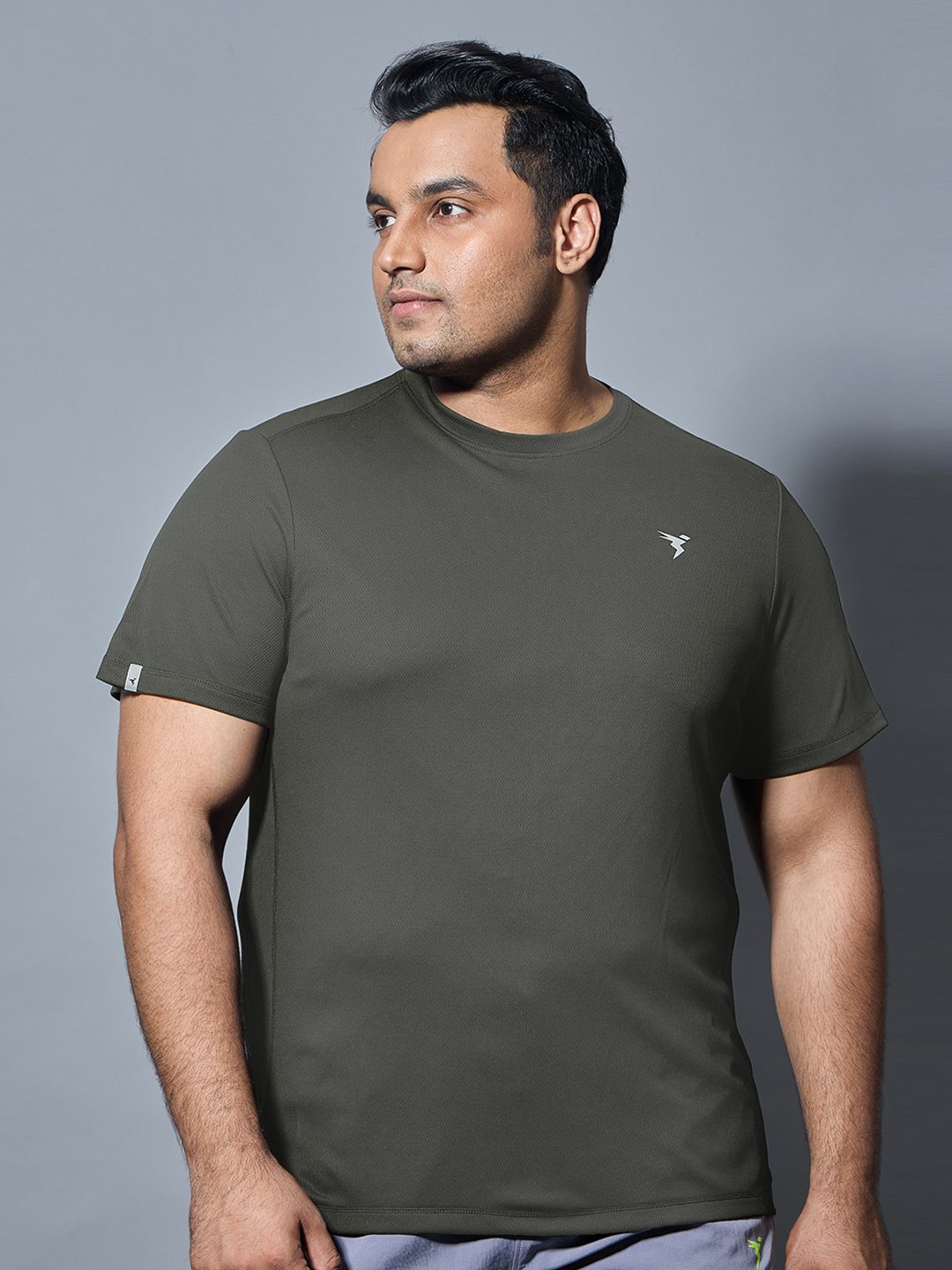 Men Plus Size Solid Active T-shirt with TECHNO COOL+