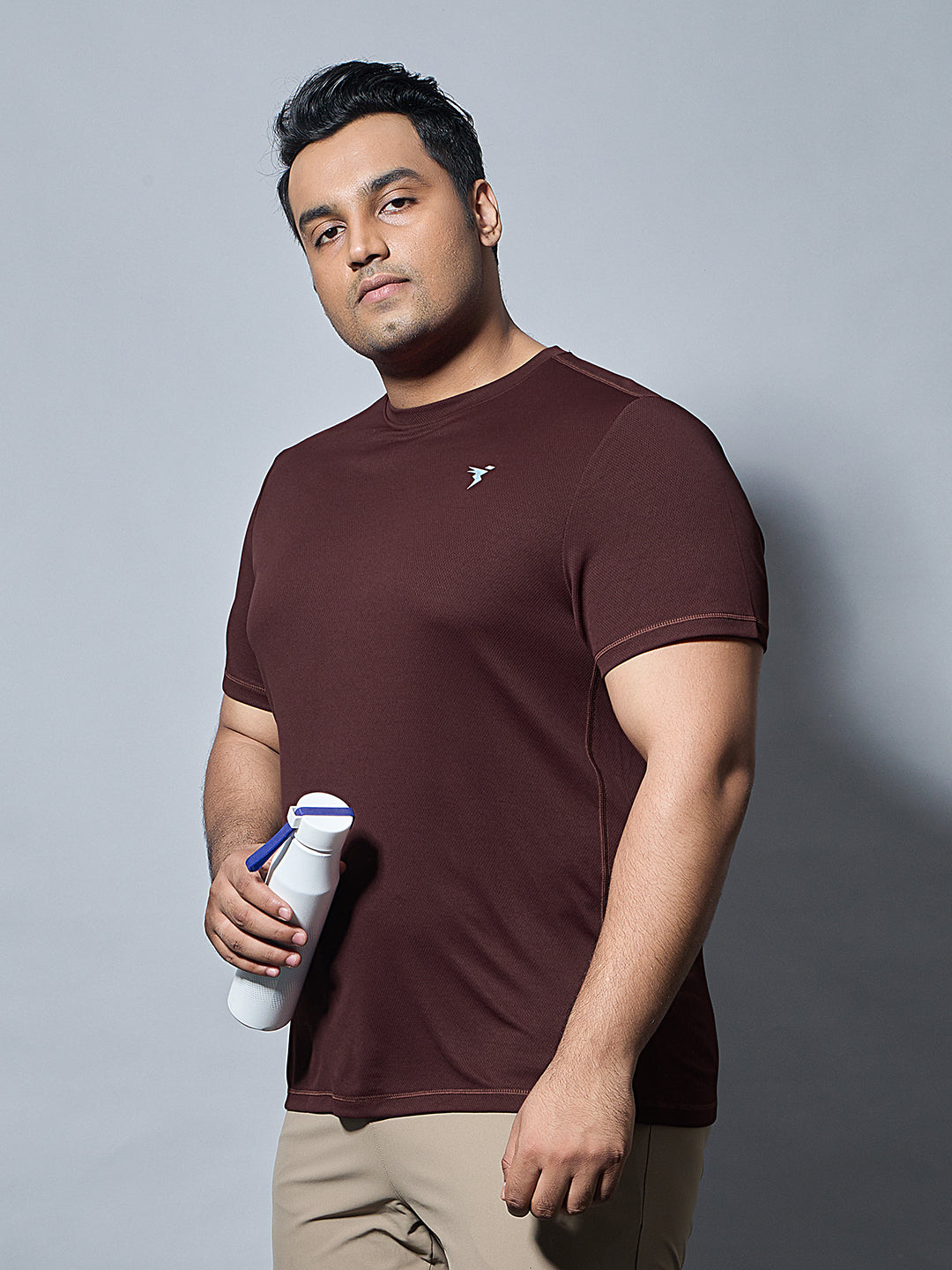 Men Plus Size Solid Active T-shirt with TECHNO COOL+