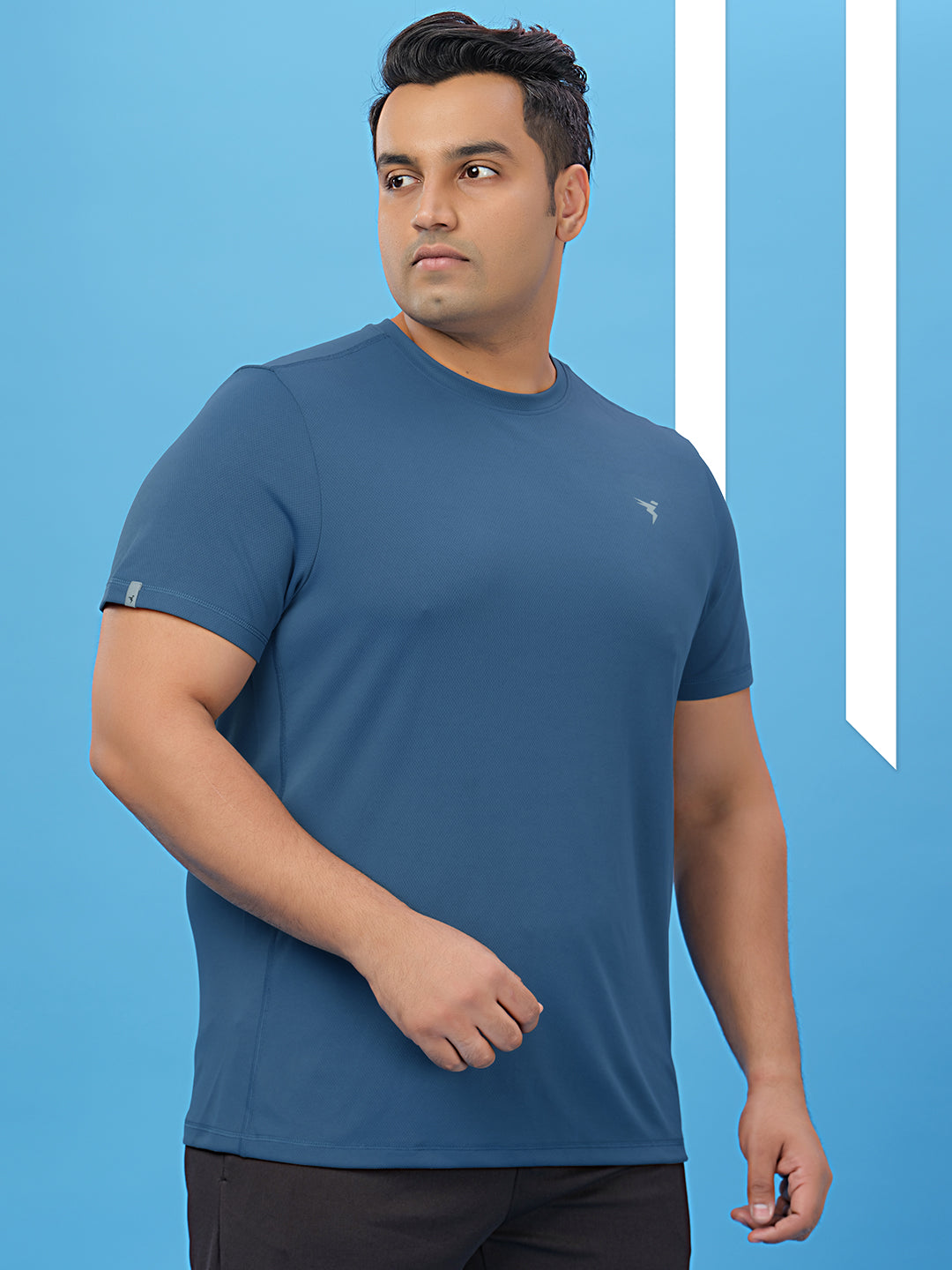 Men Plus Size Solid Active T-shirt with TECHNO COOL+