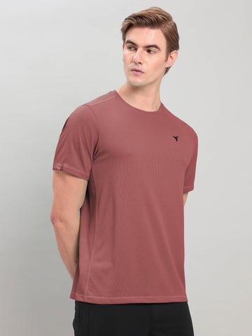 Men Solid Slim Fit Crew Neck T-shirt with TECHNO COOL+