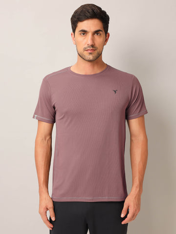 Men Solid Slim Fit Crew Neck T-shirt with TECHNO COOL+