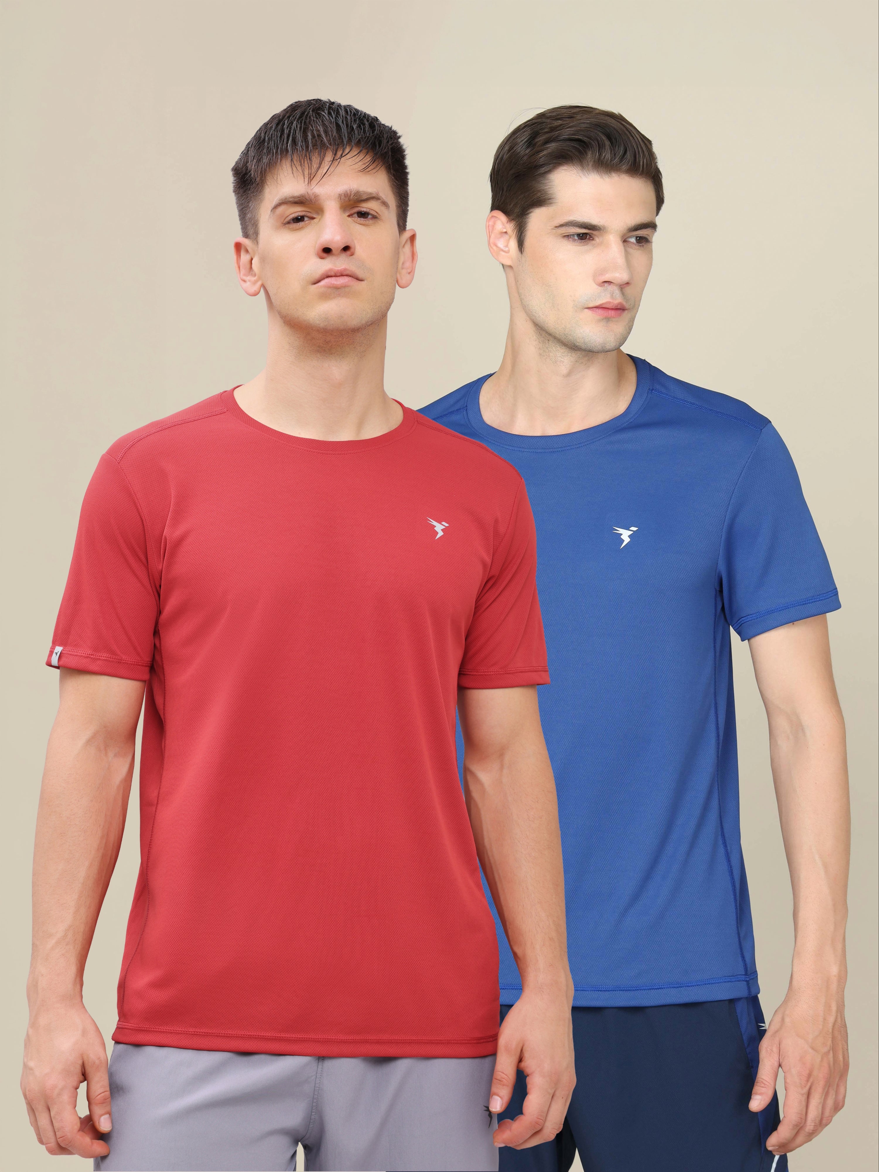 Men Solid Slim Fit Crew Neck T-shirt with TECHNO COOL+ (Pack of 2)