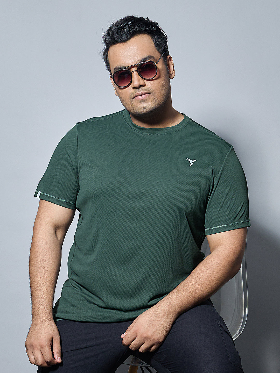 Men Plus Size Solid Active T-shirt with TECHNO COOL+