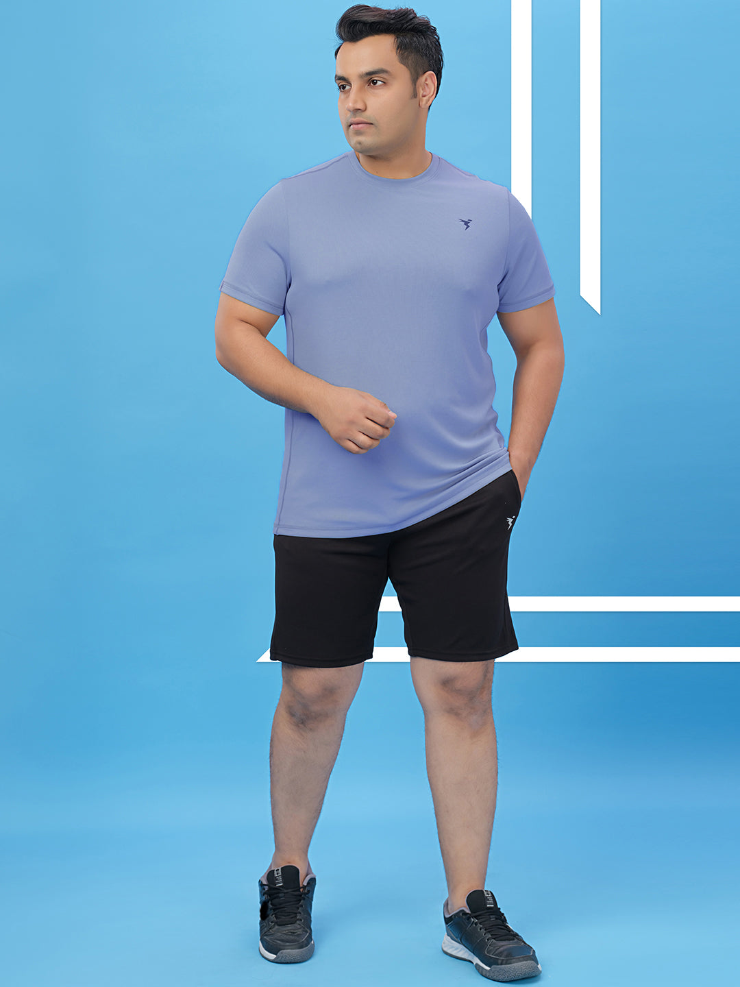 Men Plus Size Solid Active T-shirt with TECHNO COOL+