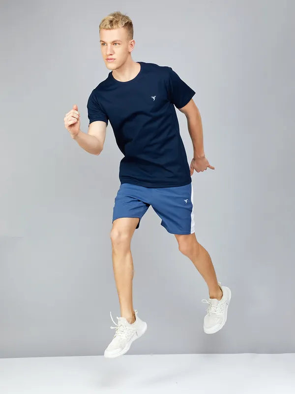 Men Solid Slim Fit Crew Neck T-shirt with TECHNO COOL+