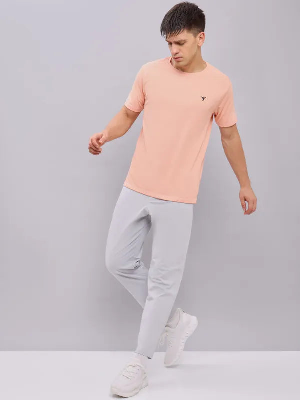 Men Solid Slim Fit Crew Neck T-shirt with TECHNO COOL+