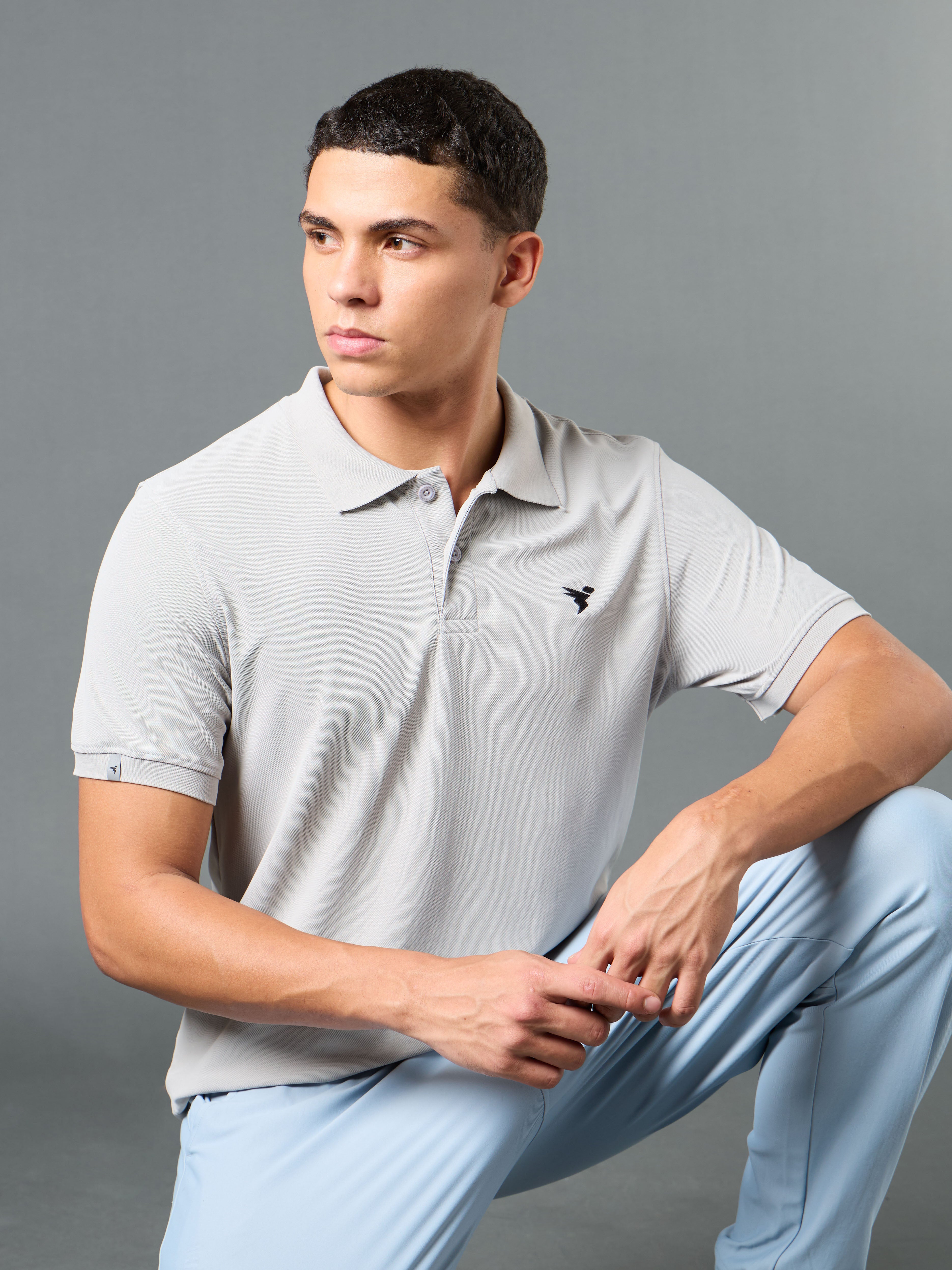 Men Solid Slim Fit Polo T-shirt with MATPIQ