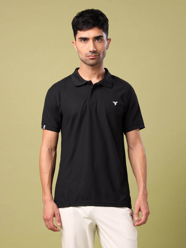 Men Solid Slim Fit Polo T-shirt with MATPIQ