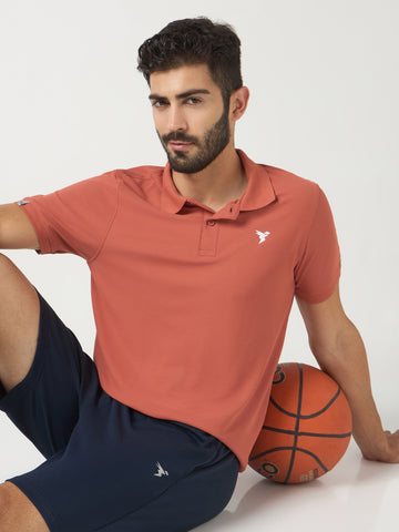 Men Solid Slim Fit Polo T-shirt with MATPIQ