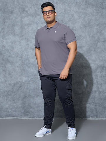 Men Plus Size Solid Polo T-shirt with MATPIQ