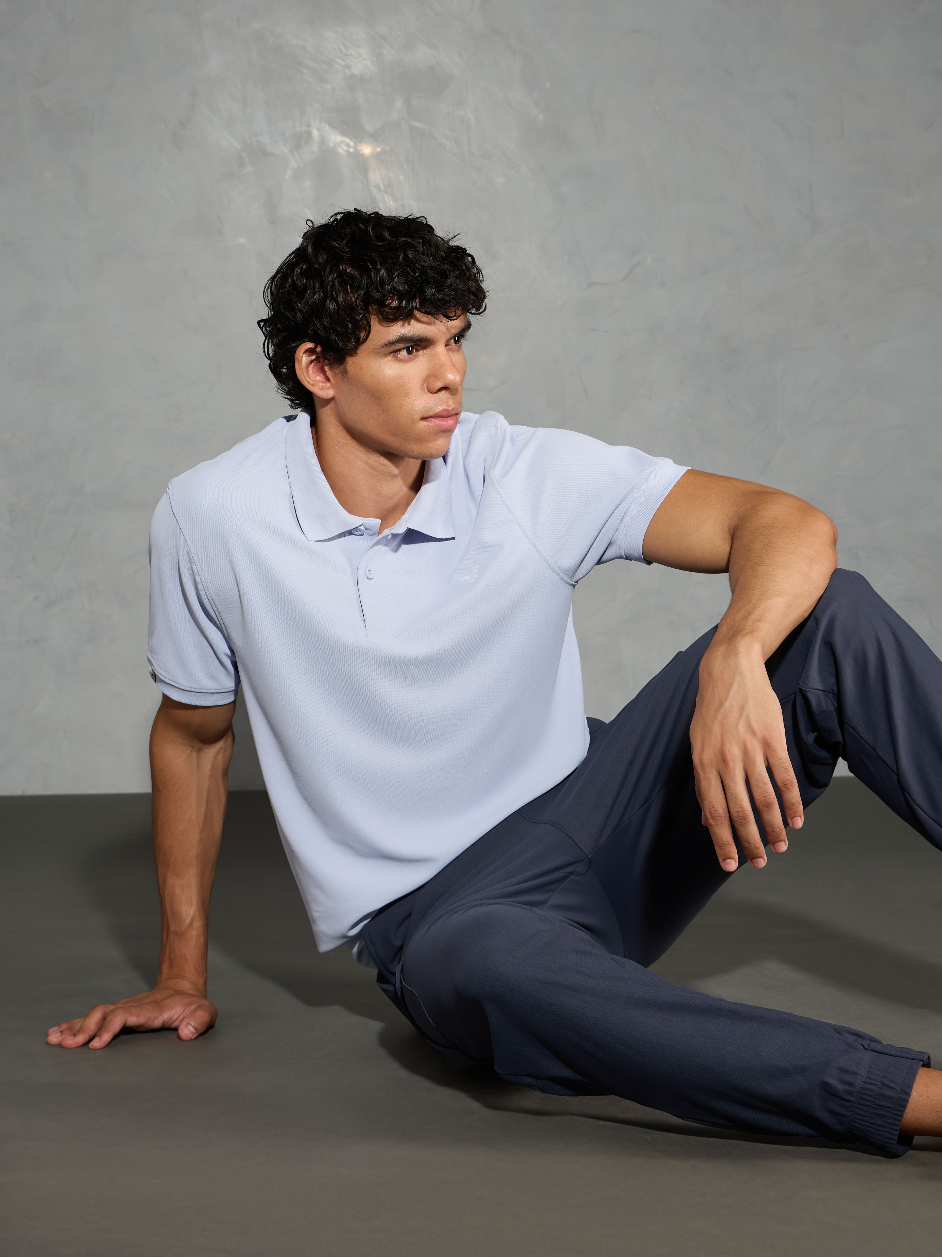 Men Solid Slim Fit Polo T-shirt with MATPIQ