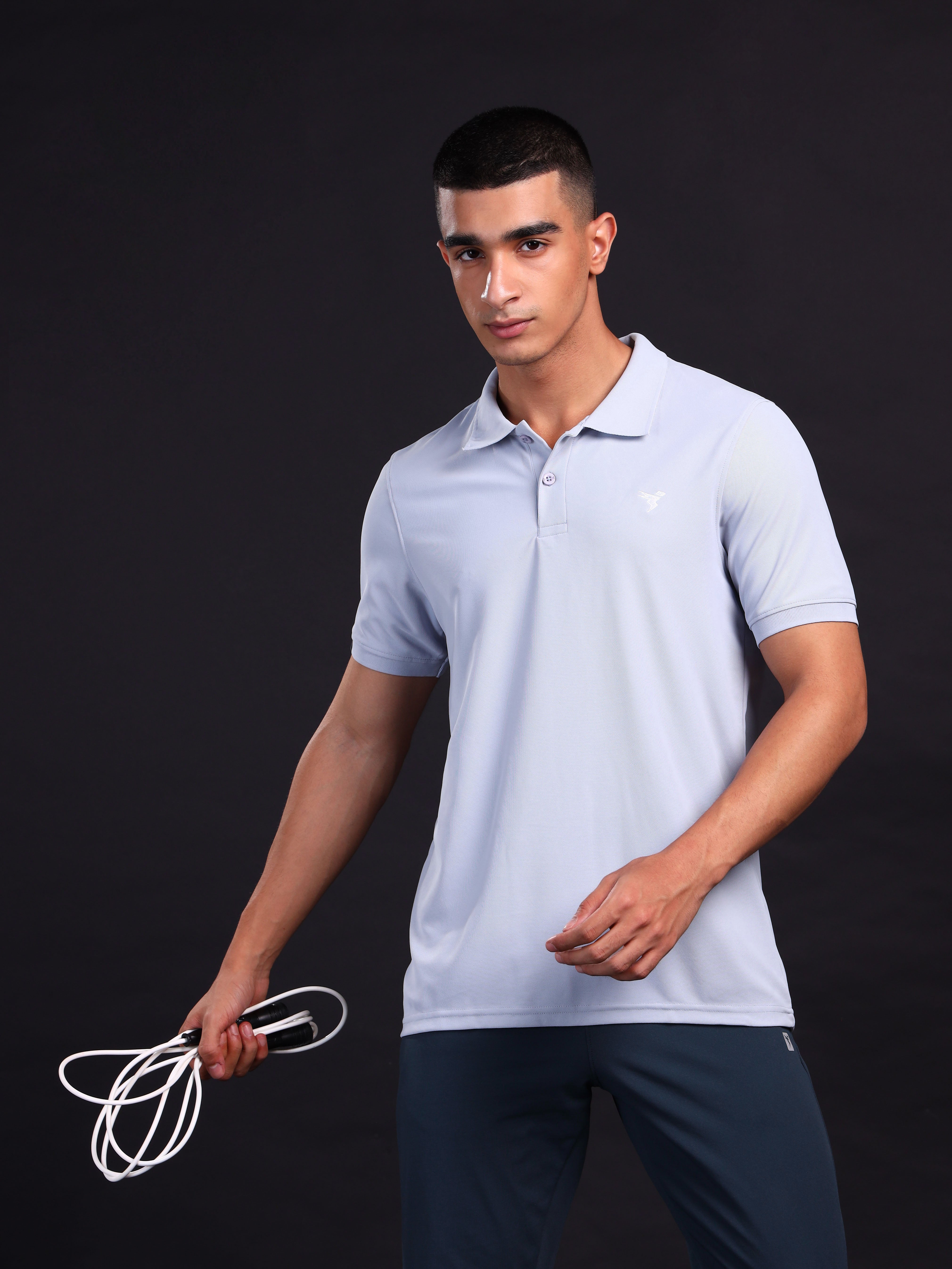 Men Solid Slim Fit Polo T-shirt with MATPIQ