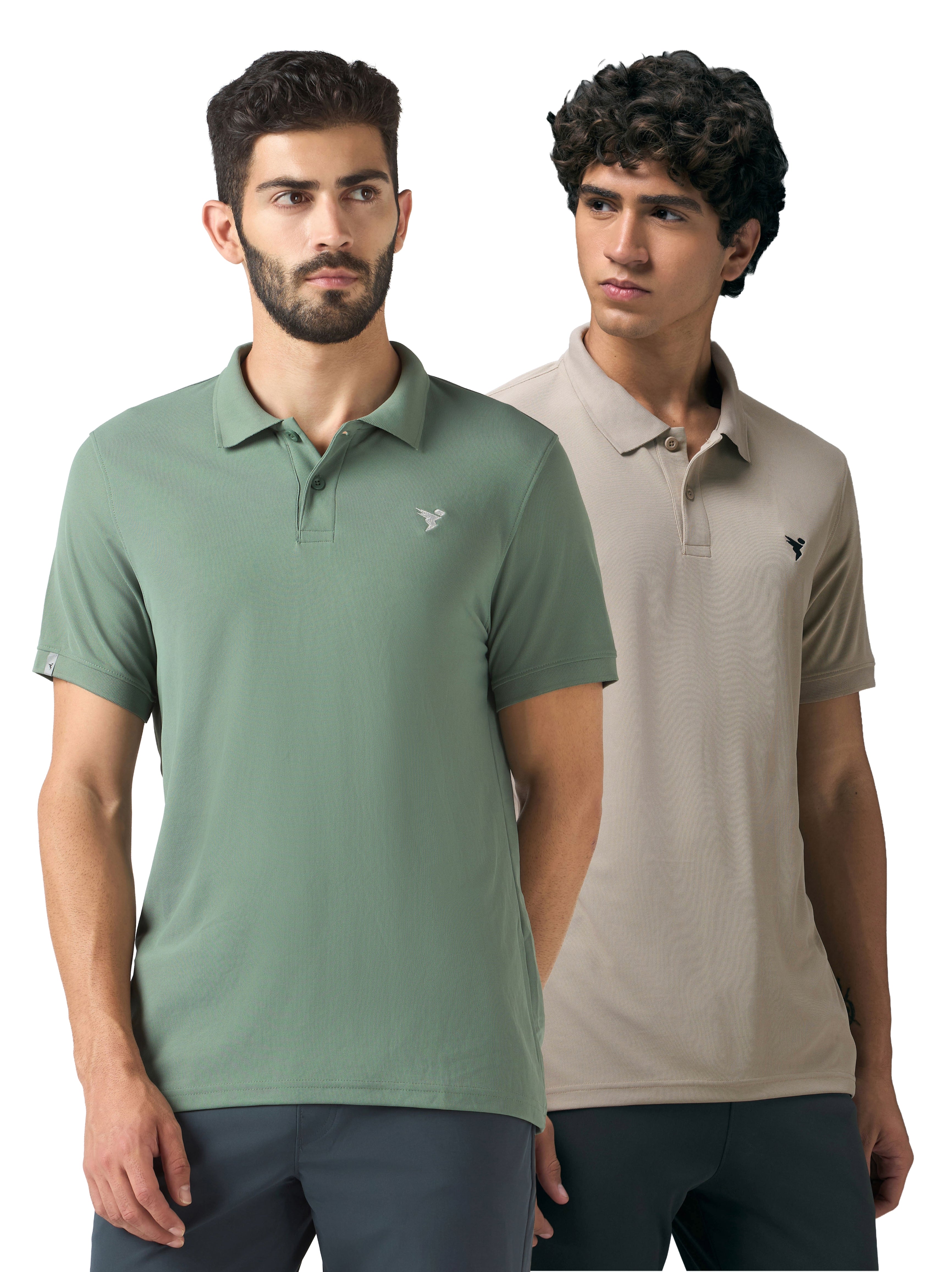 Men Solid Slim Fit Polo T-shirt  pack of 2 with MATPIQ