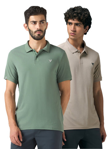 Men Solid Slim Fit Polo T-shirt  pack of 2 with MATPIQ
