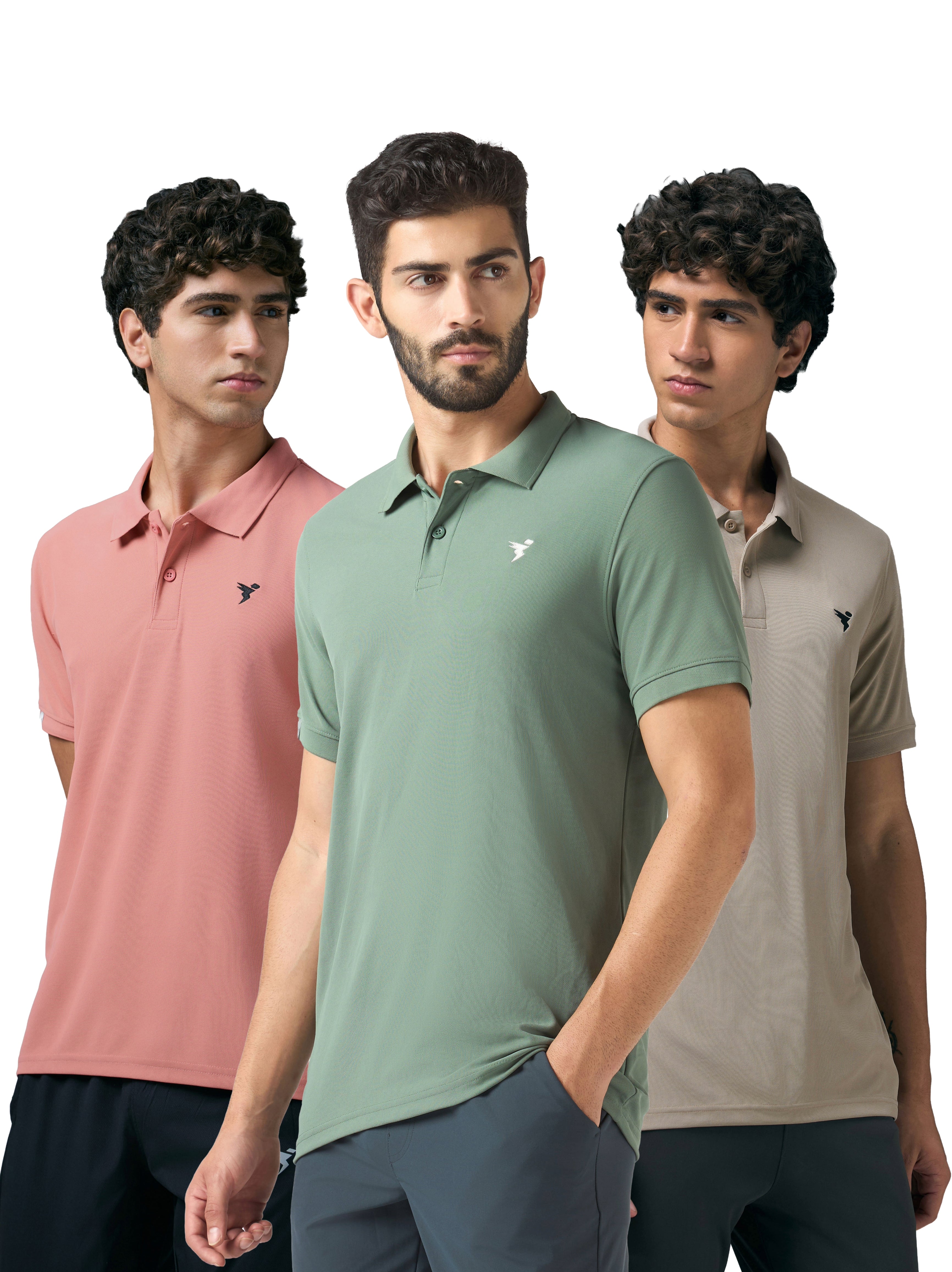 Men Solid Slim Fit Polo T-shirt  pack of 3 with MATPIQ