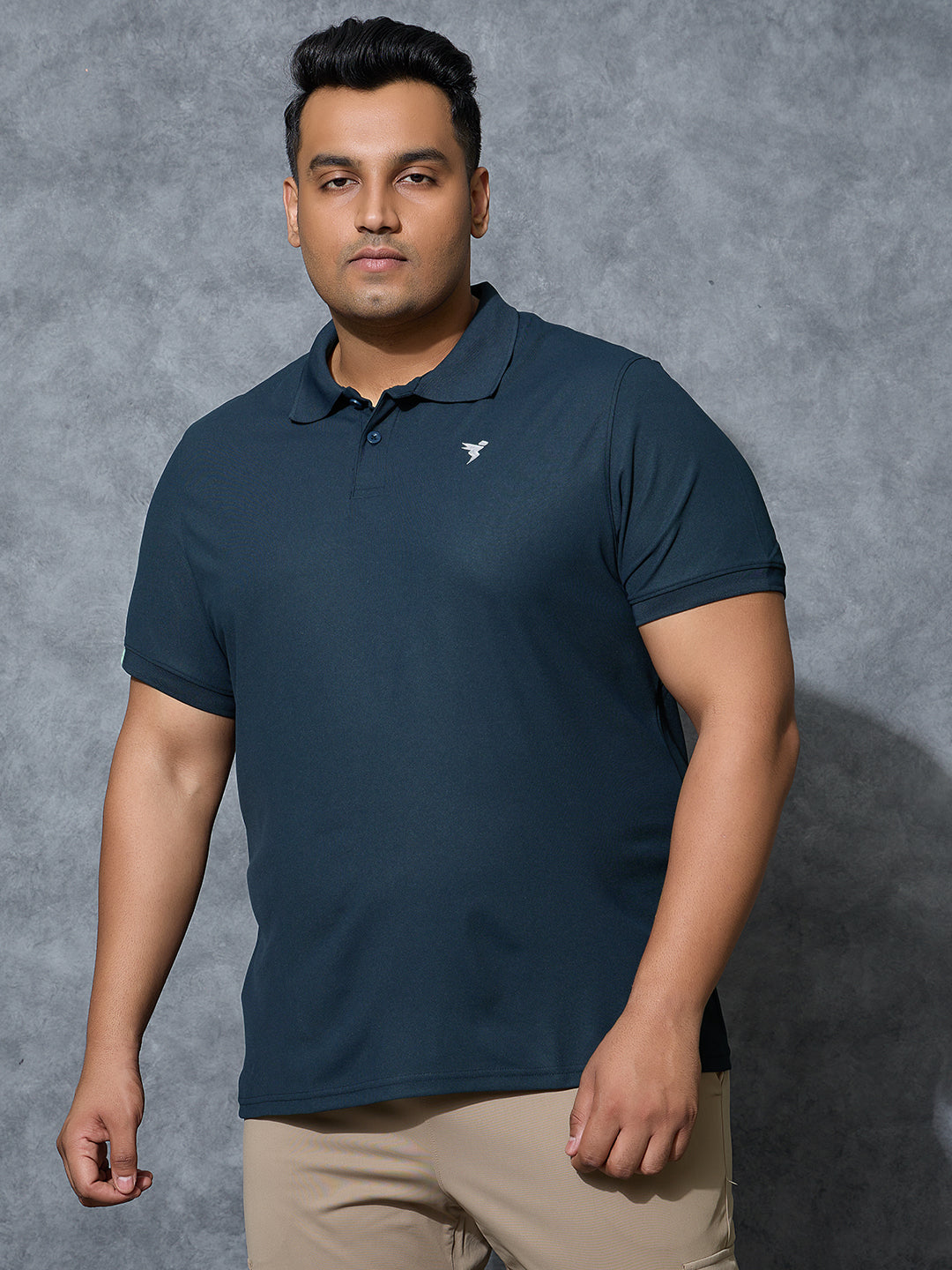 Men Plus Size Solid Polo T-shirt with MATPIQ