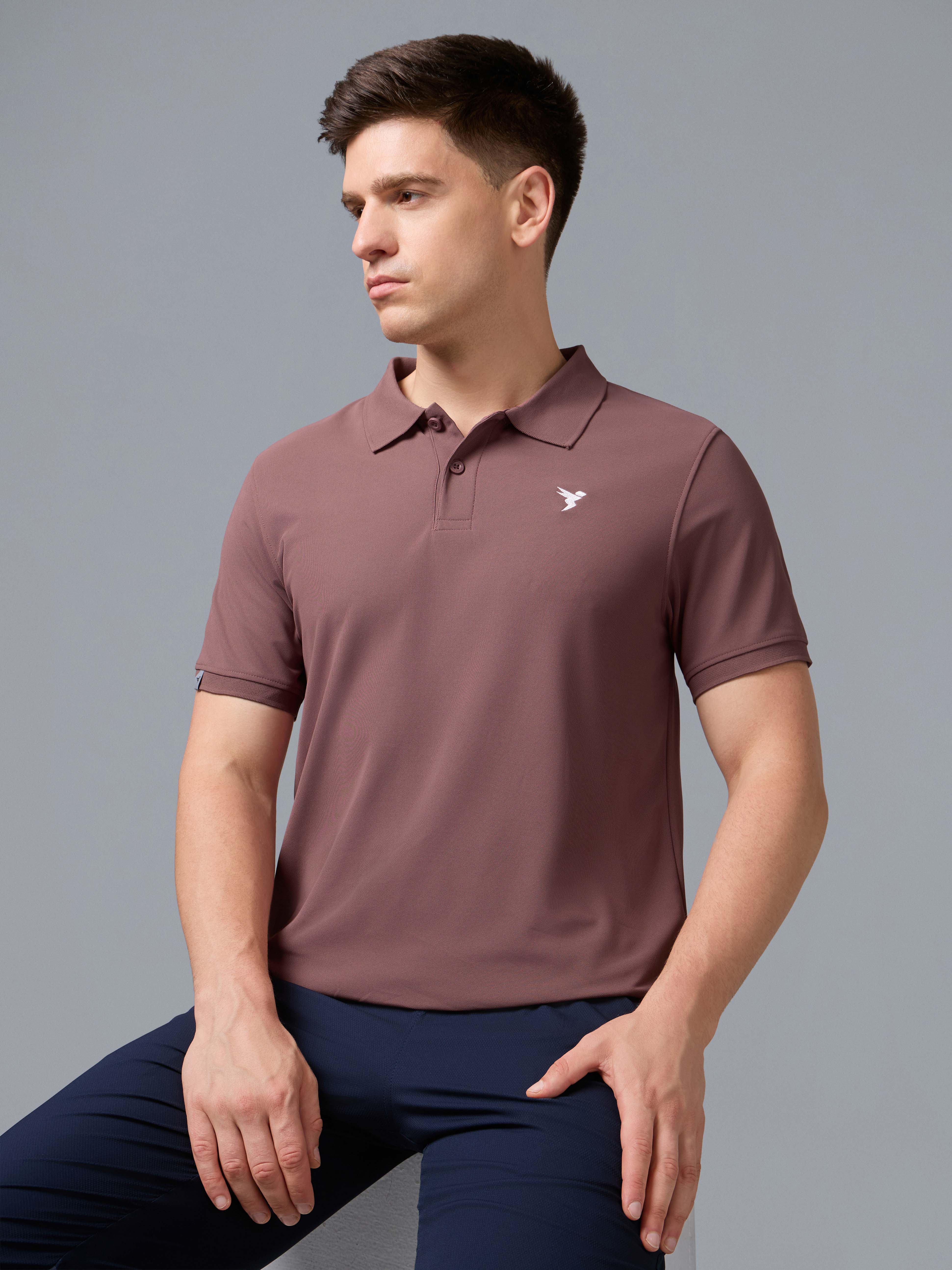 Men Plus Size Solid Polo T-shirt with MATPIQ