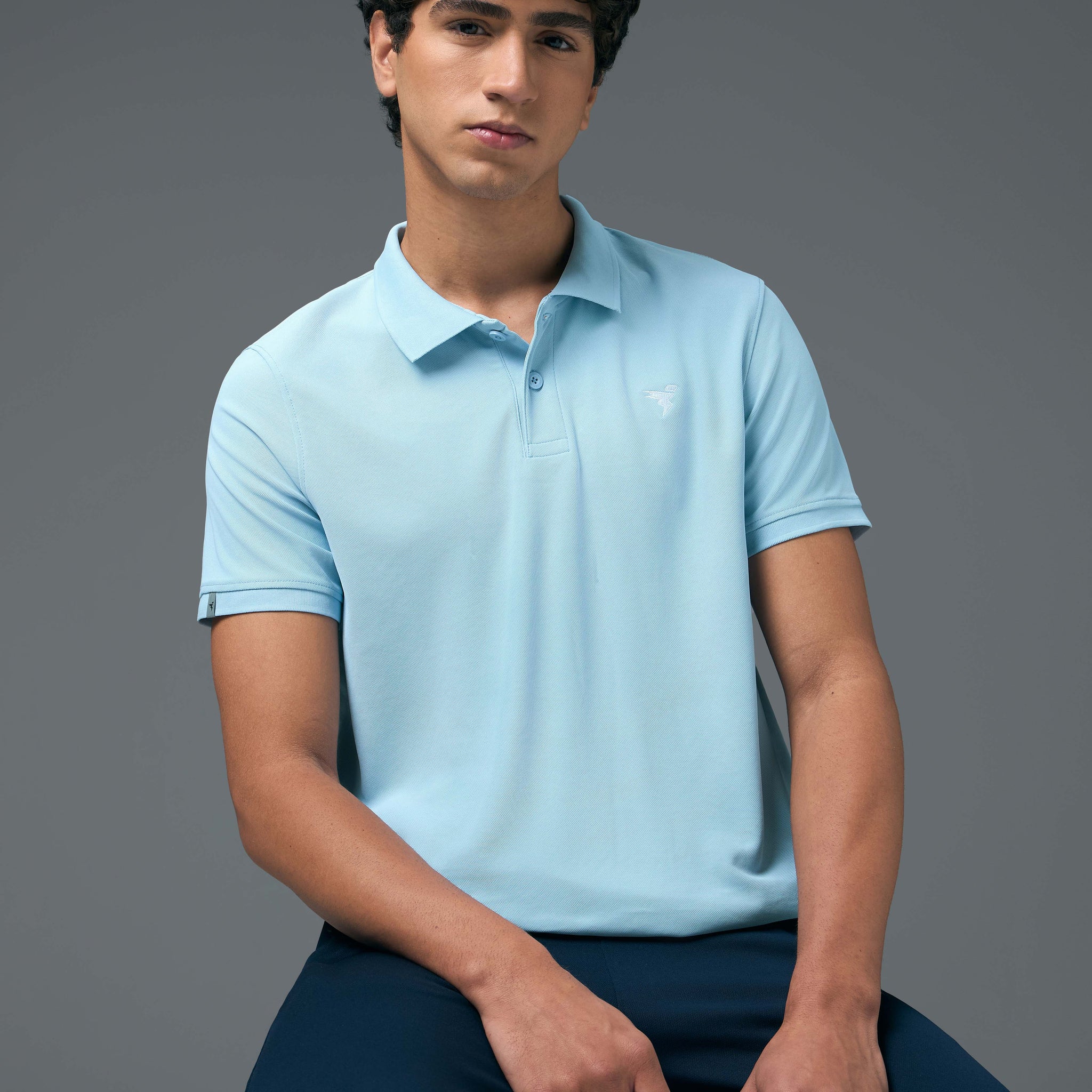Men Solid Slim Fit Polo T-shirt with MATPIQ