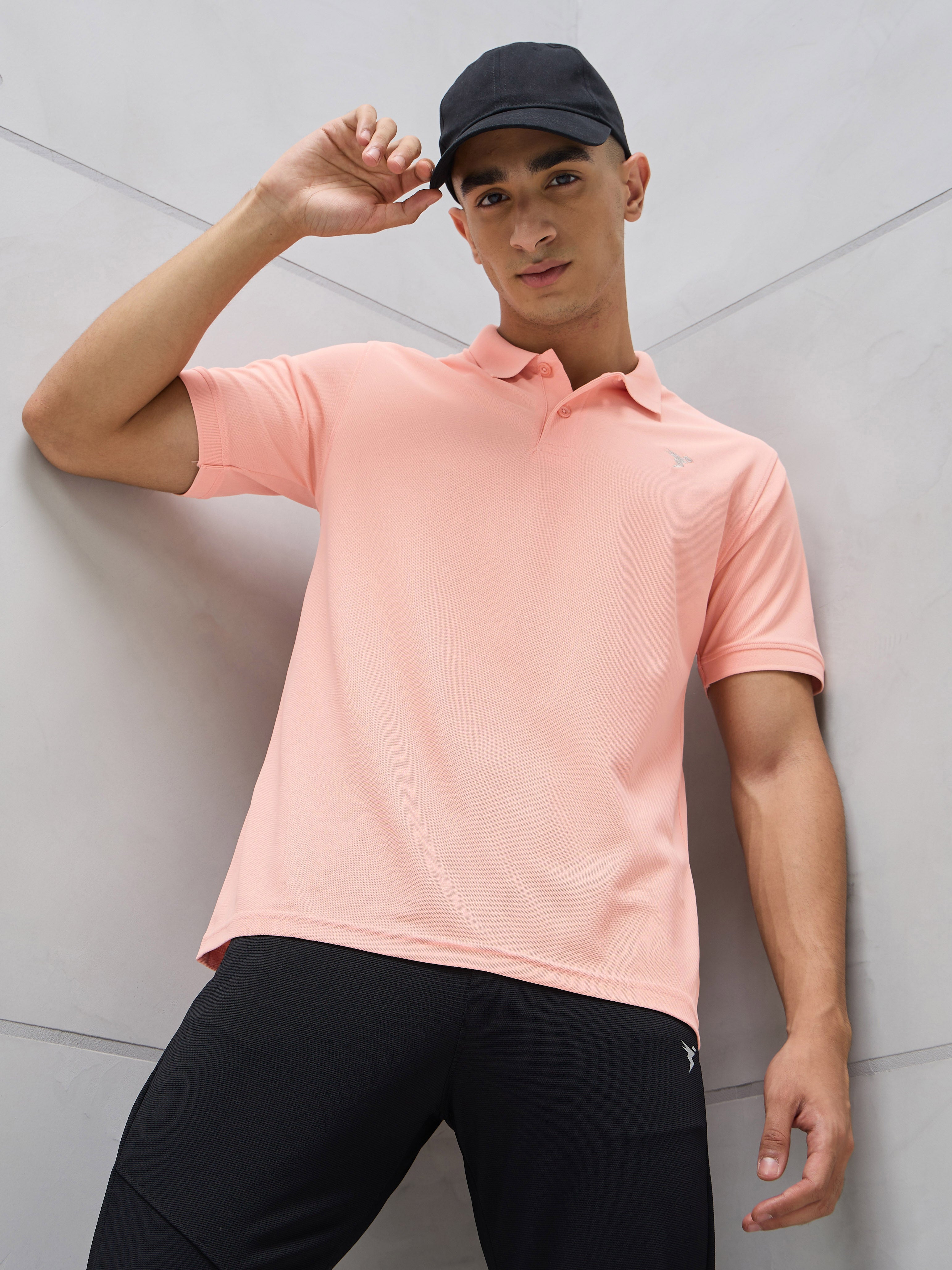 Men Solid Slim Fit Polo T-shirt with MATPIQ