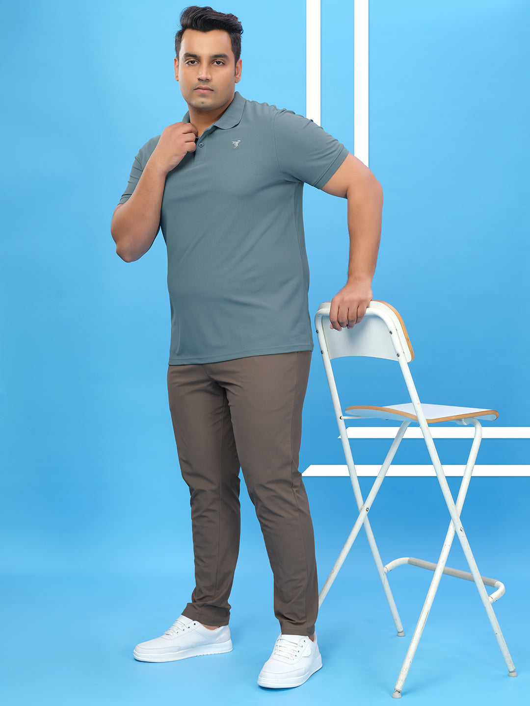 Men Plus Size Solid Polo T-shirt with MATPIQ