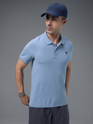Men Solid Slim Fit Polo T-shirt with MATPIQ