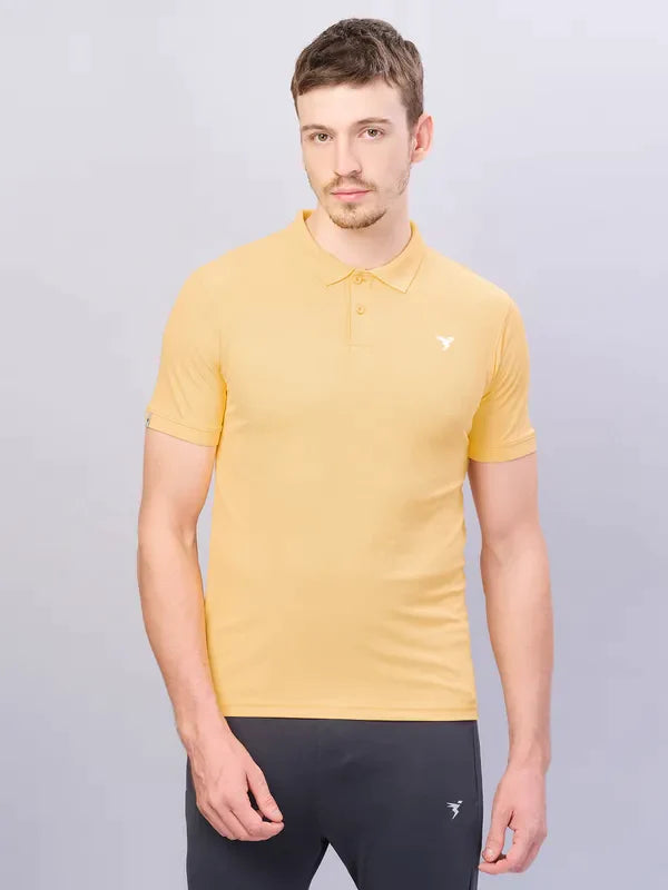 Men Solid Slim Fit Polo T-shirt with MATPIQ