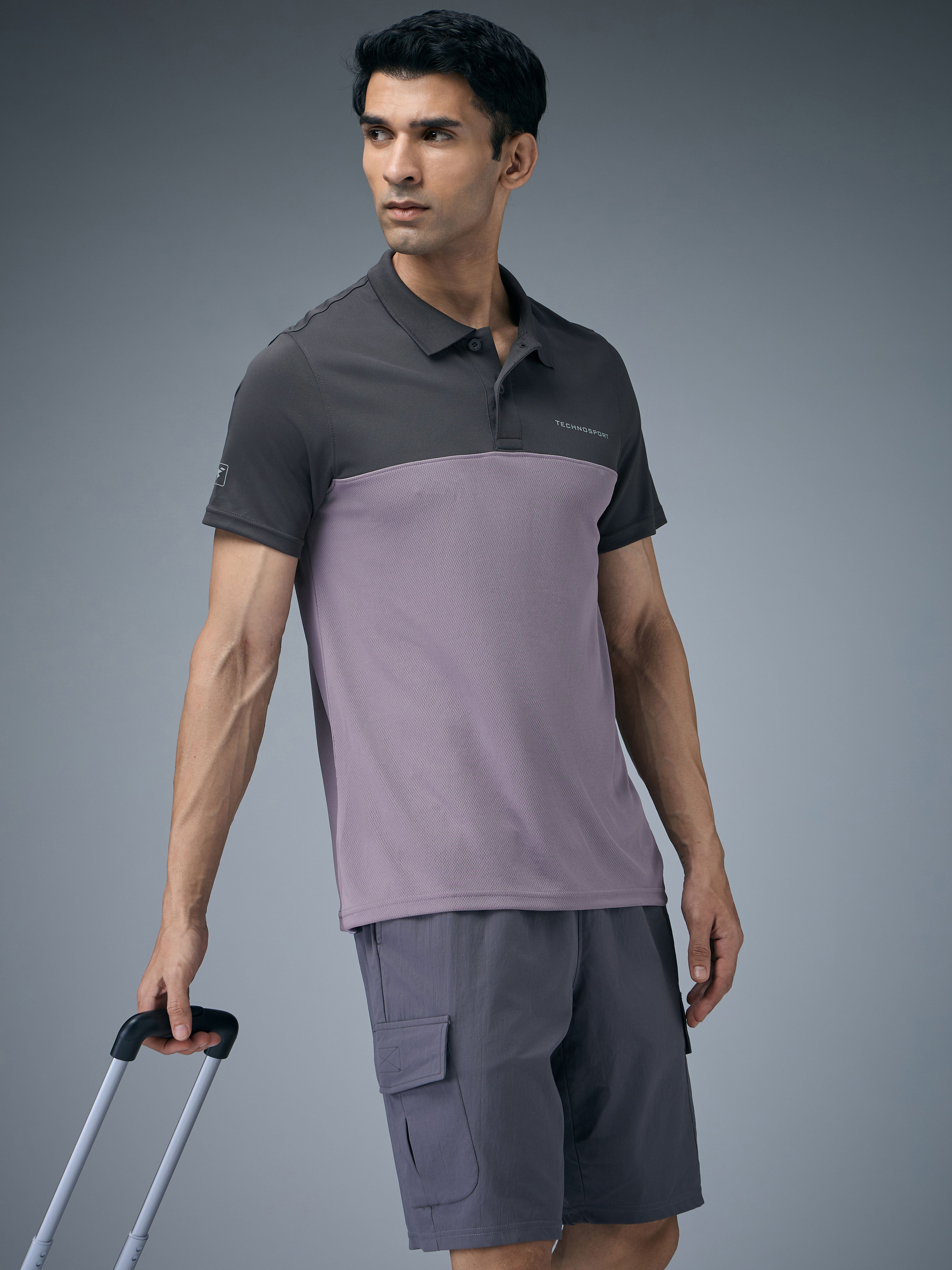 Men Colorblock Relax Fit Polo T-shirt with TECHNO COOL+
