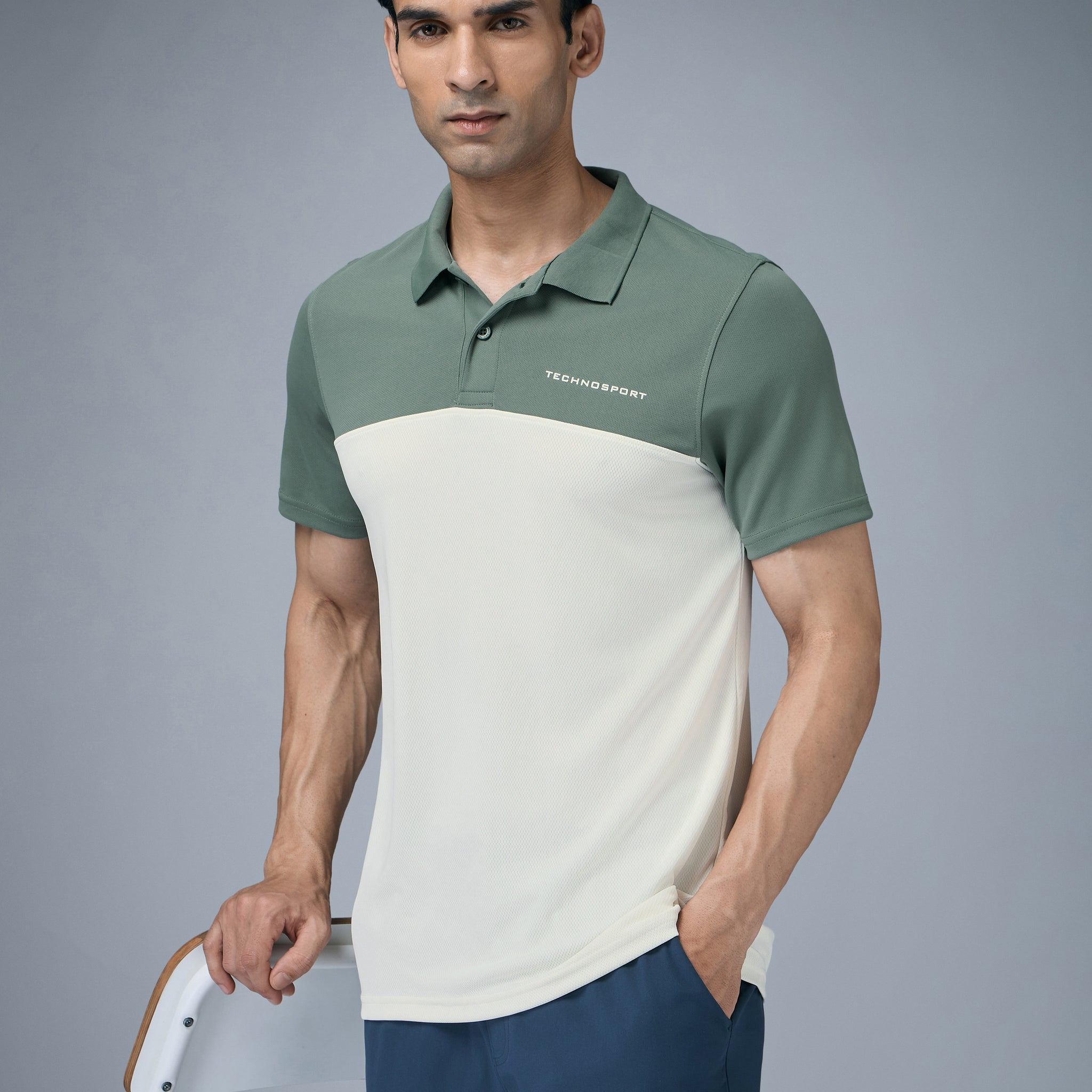 Men Colorblock Relax Fit Polo T-shirt with TECHNO COOL+