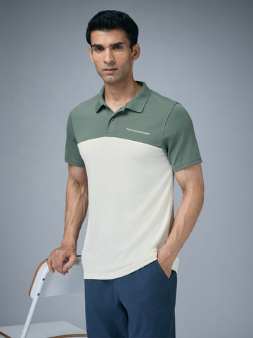 Men Colorblock Relax Fit Polo T-shirt with TECHNO COOL+