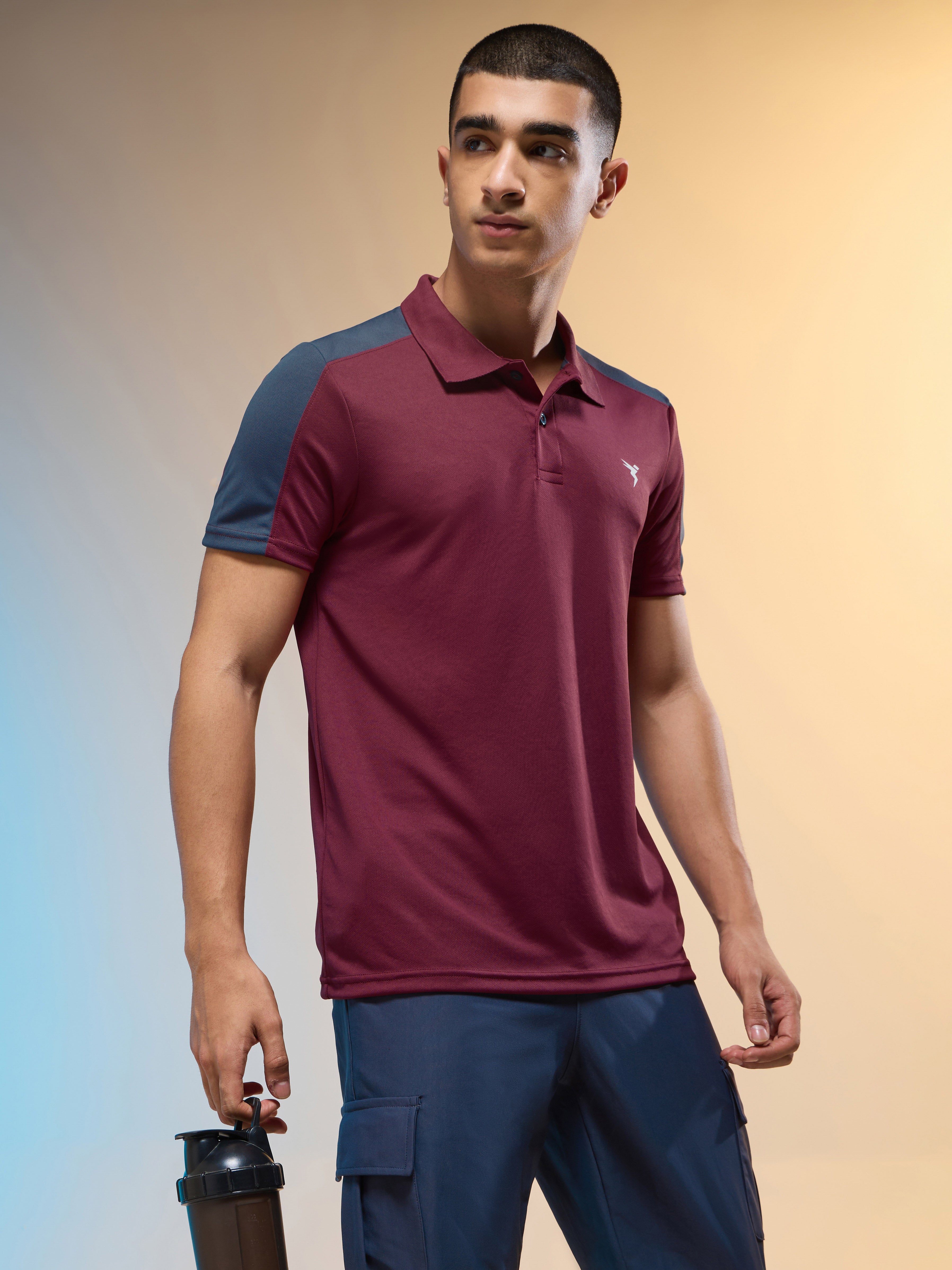 Men Colorblock Relax Fit Polo T-shirt with TECHNO COOL+