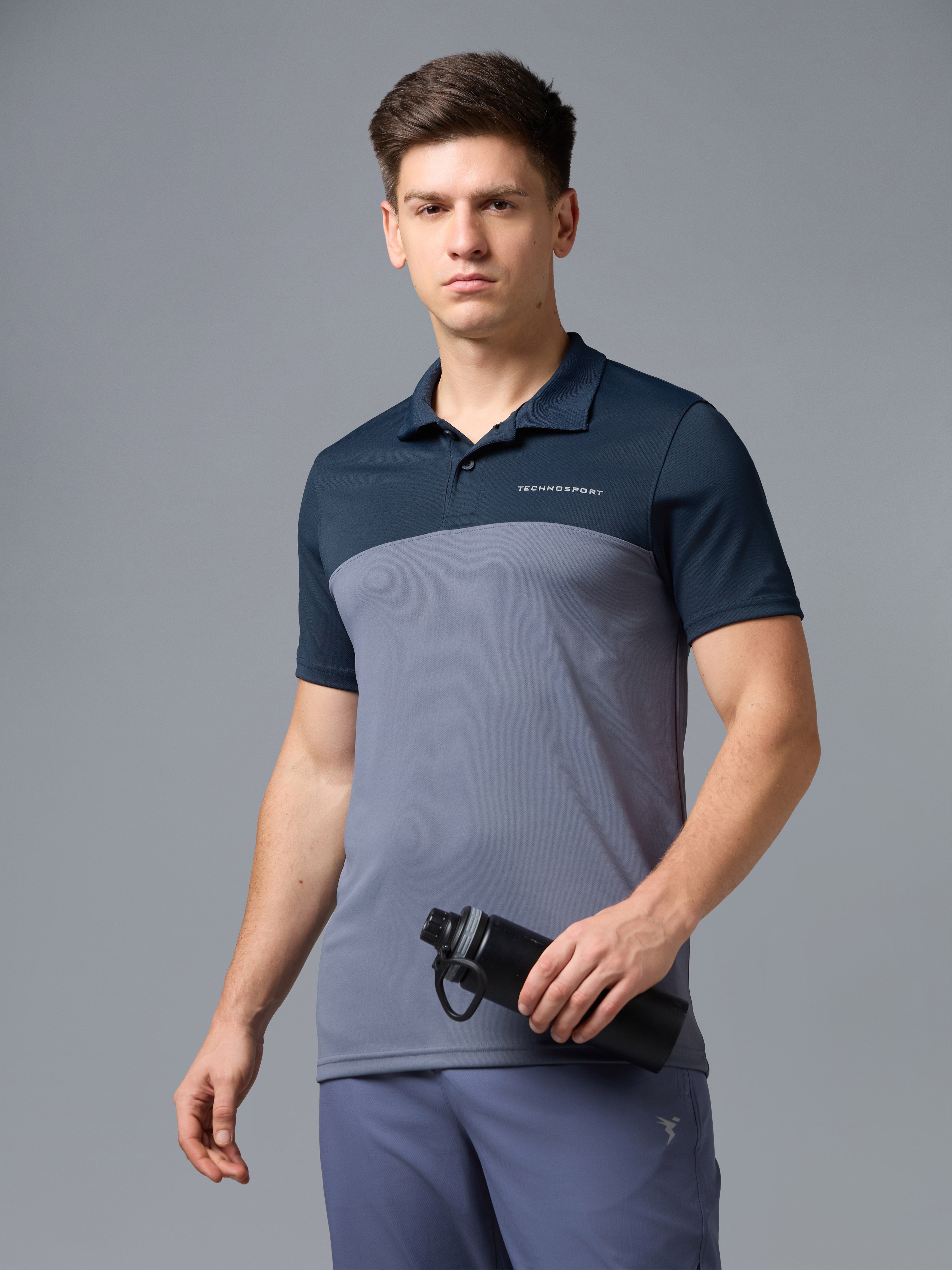 Men Colorblock Relax Fit Polo T-shirt with TECHNO COOL+