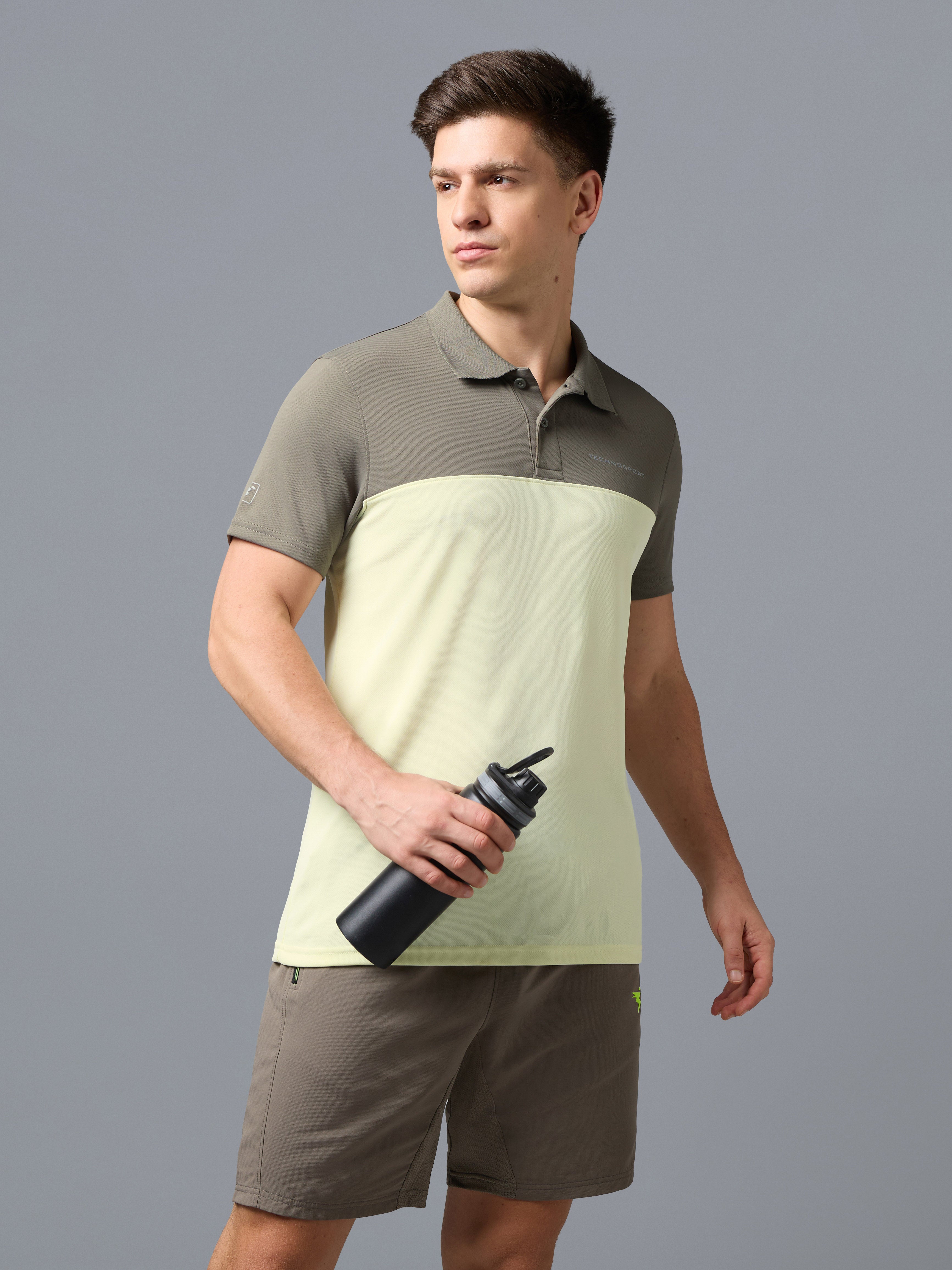 Men Colorblock Relax Fit Polo T-shirt with TECHNO COOL+