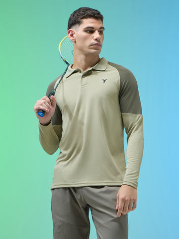 Men Colorblock Slim Fit Polo T-shirt with TECHNO COOL+