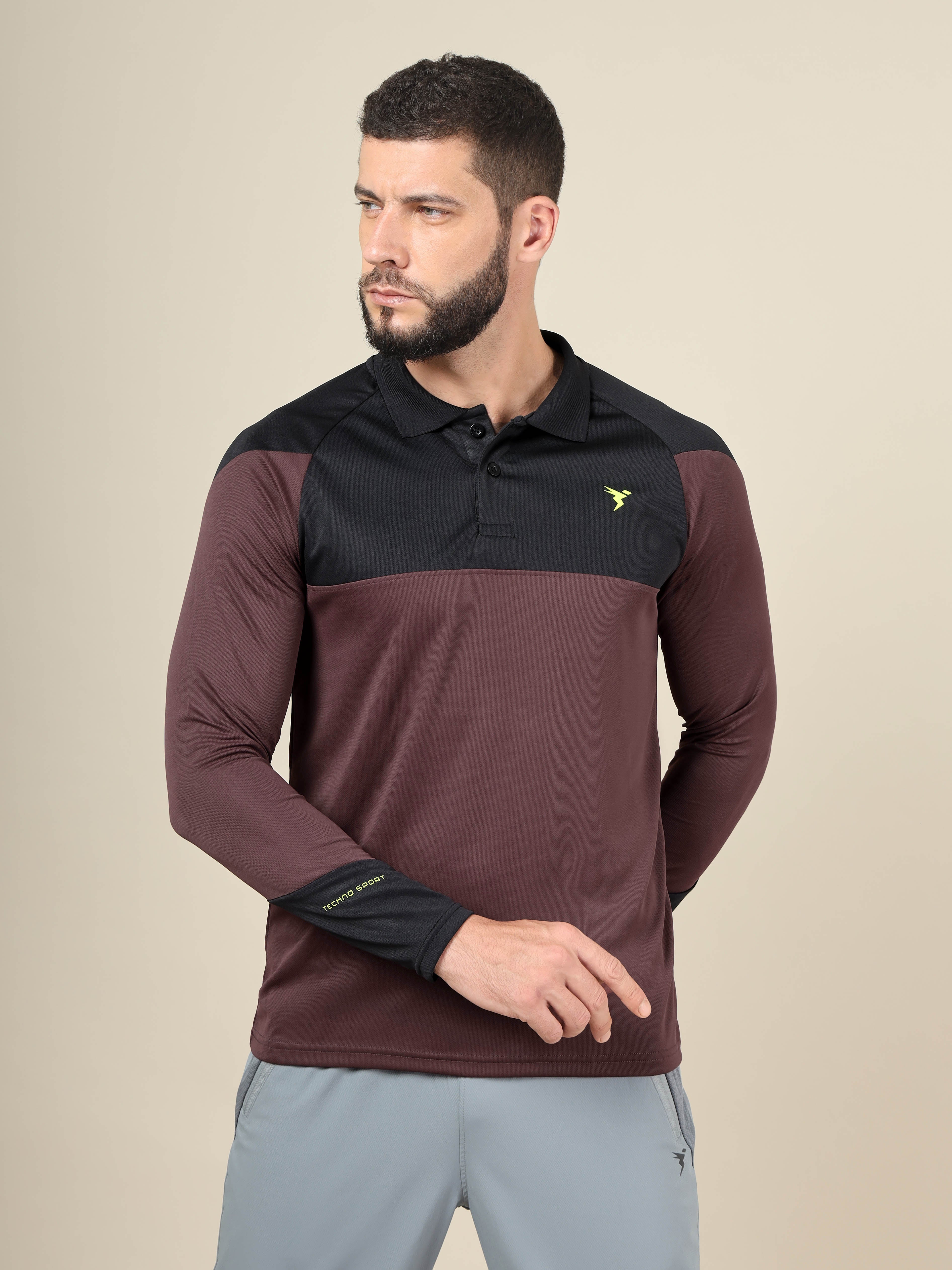 Men Colorblock Slim Fit Polo T-shirt with TECHNO COOL+