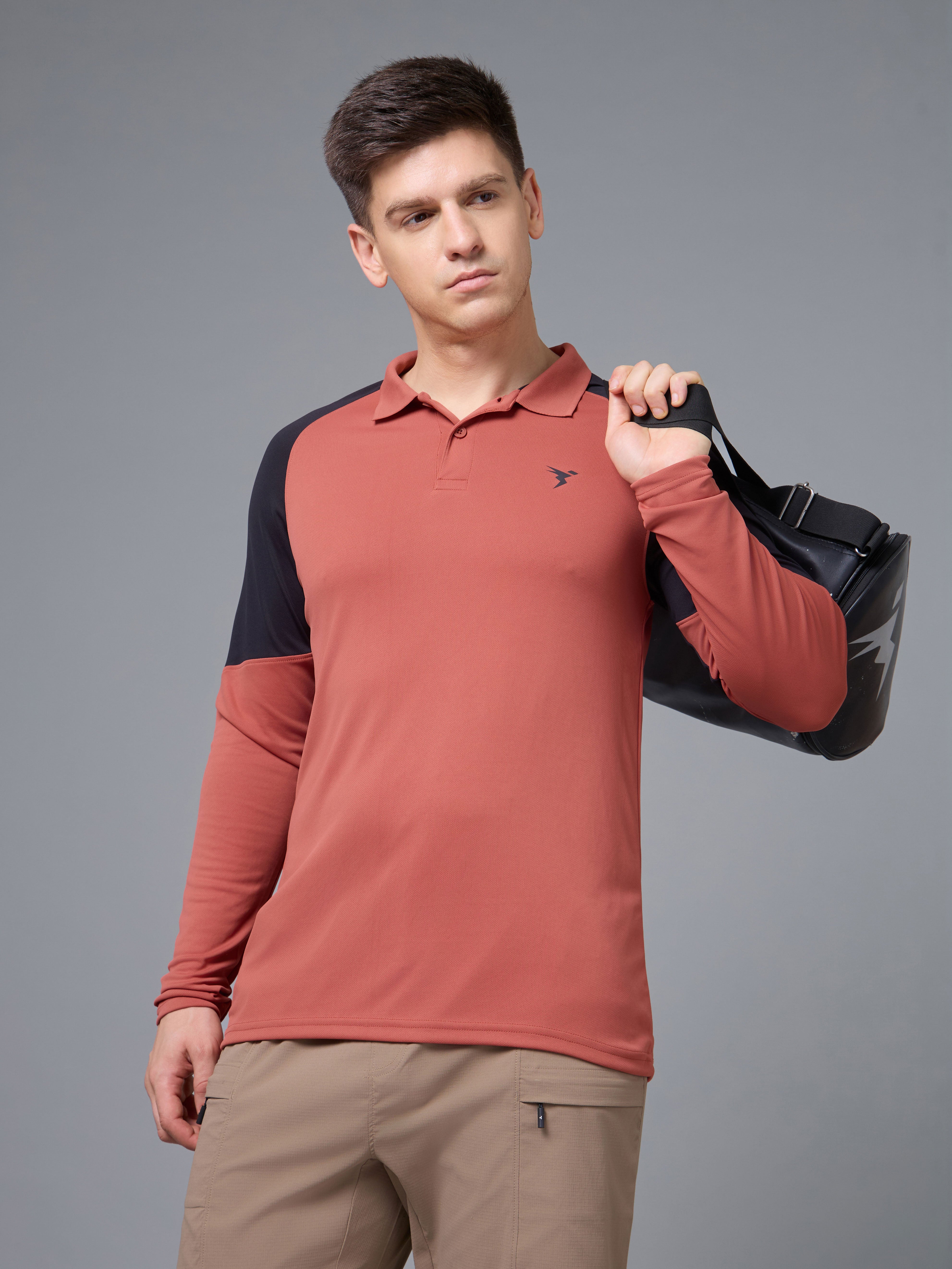 Men Colorblock Slim Fit Polo T-shirt with TECHNO COOL+