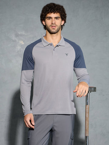 Men Colorblock Slim Fit Polo T-shirt with TECHNO COOL+