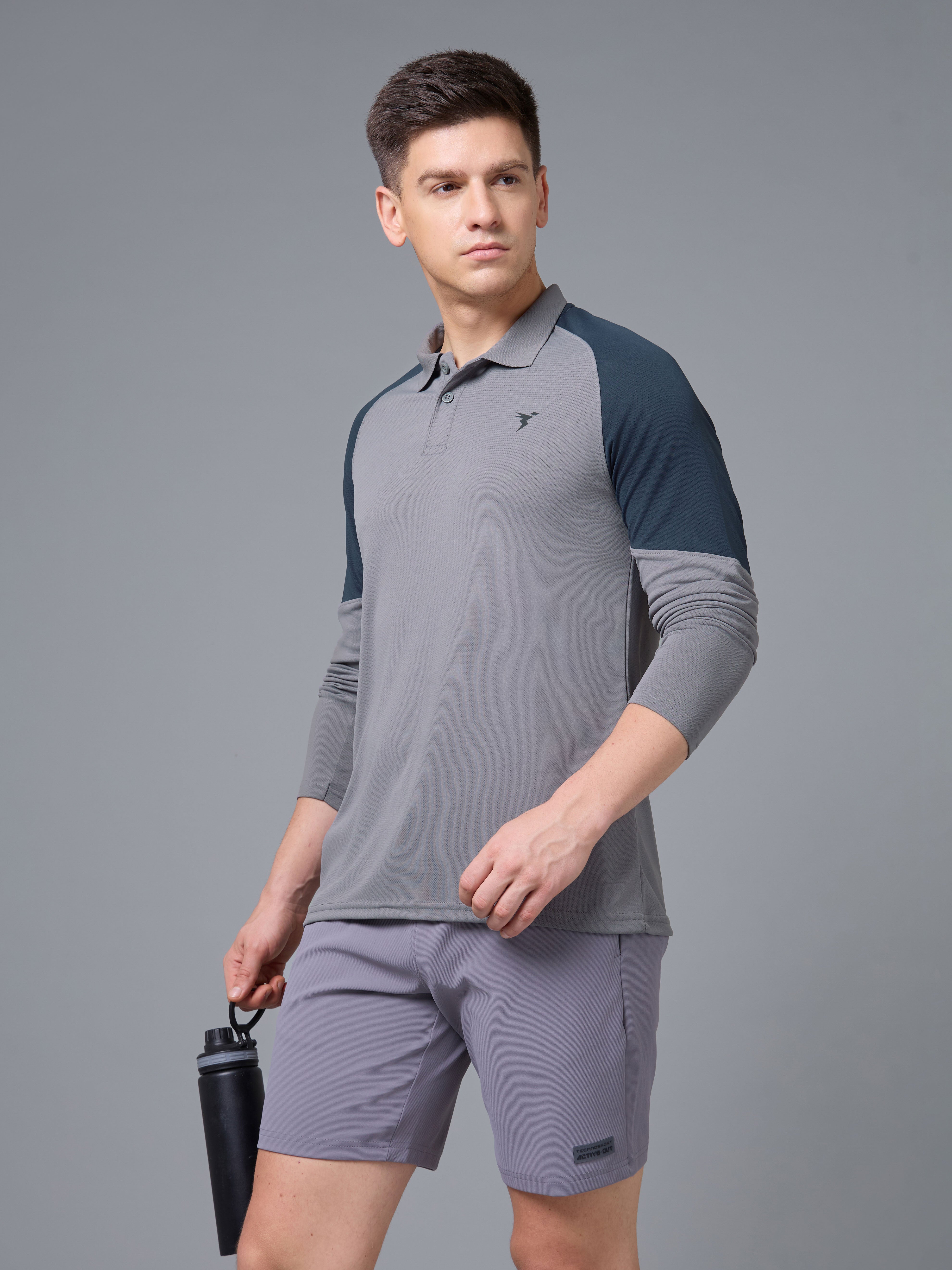 Men Colorblock Slim Fit Polo T-shirt with TECHNO COOL+