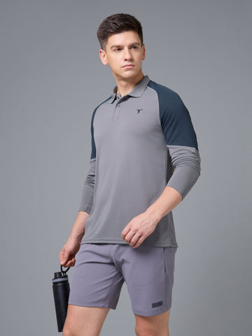 Men Colorblock Slim Fit Polo T-shirt with TECHNO COOL+