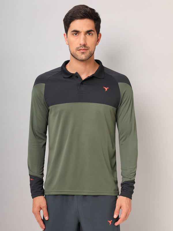 Men Colorblock Slim Fit Polo T-shirt with TECHNO COOL+