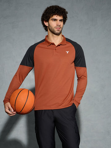 Men Colorblock Slim Fit Polo T-shirt with TECHNO COOL+