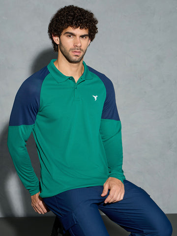 Men Colorblock Slim Fit Polo T-shirt with TECHNO COOL+
