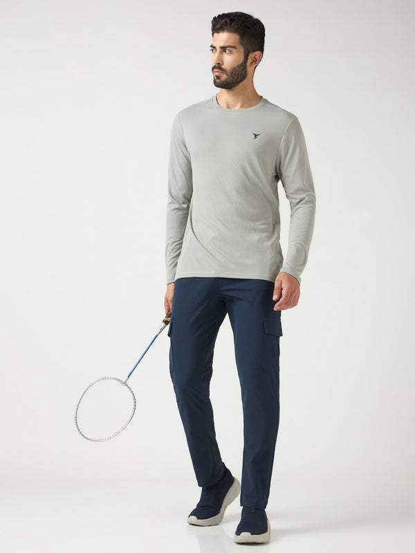 Men Solid Slim Fit Crew Neck T-shirt with TECHNO COOL+