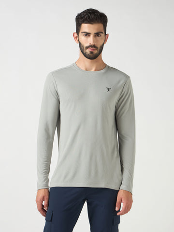 Men Solid Slim Fit Crew Neck T-shirt with TECHNO COOL+